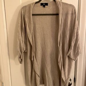 Cream cardigan with batwing 3/4 quarter sleeves.